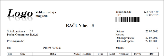 Faktura sa bar-kodom