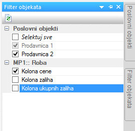 Filter objekata - opcije