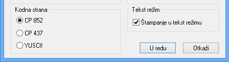 Štampanje u tekst režimu