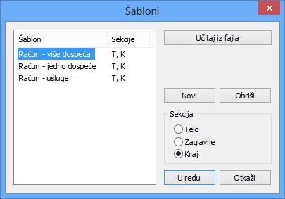 Upravljanje šablonima